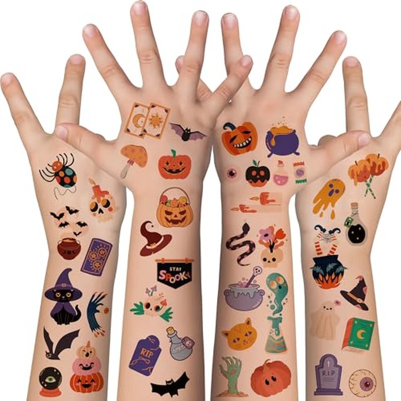 190 PCS Halloween Tattoos for Kids - Halloween Party Favors - Halloween Games Treats Toys Gifts Crafts Party Favors Supplies [Halloween Makeup]