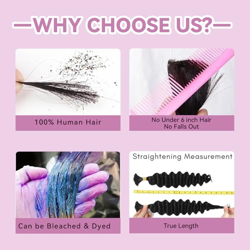 Deep Water Wave Human Hair Bundles 24 Inch Boho Braiding Hair No Weft 50g