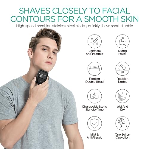 VOYOR Foil Shaver 2 in 1 Double Shavers for Men,Portable Electric Razor with Rechargeable Foil Razor Multifunction Grooming Barber Shaver IPX6 Washable Travel Shavers ER300 (Black)