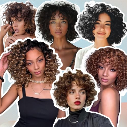 LOS MOEER Ocean Wave Crochet Hair Deep Wave Pre-Looped 14 Inch T1B/27# Pack of 8