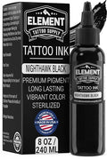 Element Tattoo Supply Nighthawk Black Tattoo Ink 8 oz Bottle - Studio Grade, Smooth Flow, Bold Black Saturation