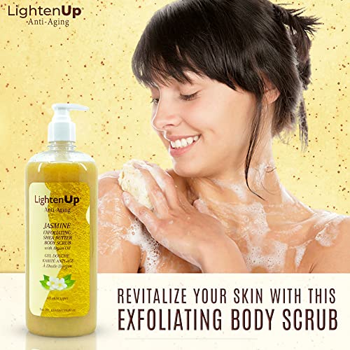 OMIC Lighten-Up LightenUp Exfoliating Body Wash - 33.8 Fl oz / 1000 ml - Formulated to Exfoliate and to Nourish Skin, with Shea Butter, Jasmine Oil Argan Oil