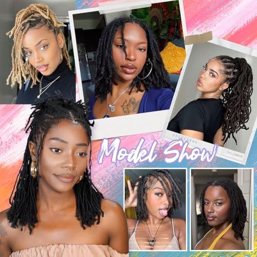 1B / 6in 20 Strands Interlocking Human Hair Dreadlock Extensions - Black