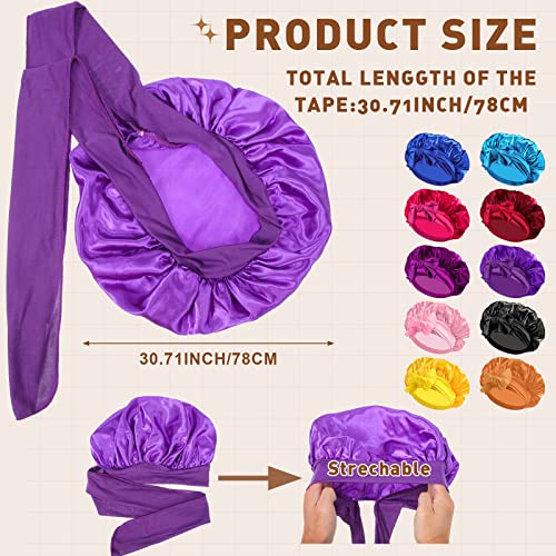 Large Satin Bonnet Hair Wrap for Sleeping - 10 Colors, Adjustable, Soft Silky Sleep Cap for Women & Men