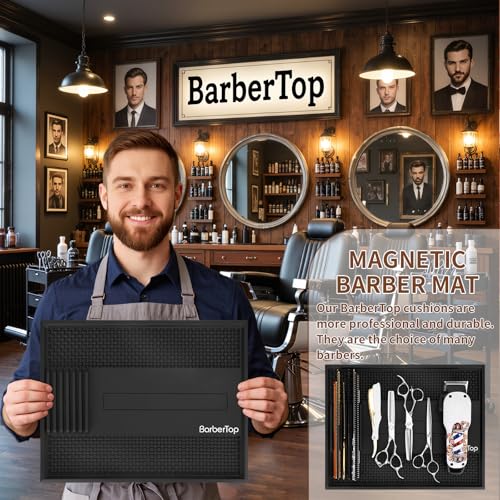12.6 x 9.8 Inch Magnetic Barber Mat for Clippers & Tools, Anti-Slip Organizer