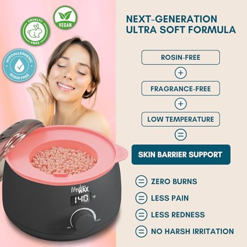 Hard Wax Beads for Hair Removal, Maxi Pack 1.75 lb, Hypoallergenic & Rosin-Free Stripless Wax for Sensitive Skin, Coarse Hair, Bikini Brazilian, Face, Underarms, Legs, Chest, Rose