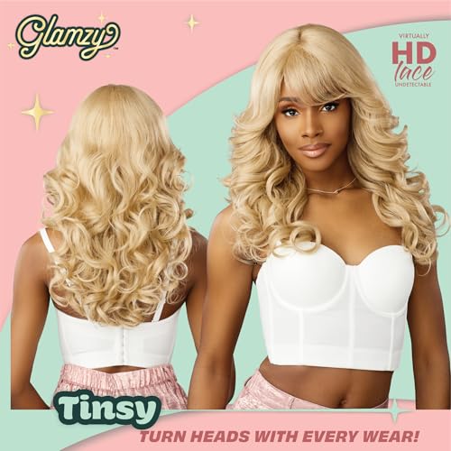 Sensationnel Glamzy Lace Crown Wig Tinsy RosyPink, Glueless Synthetic Hair, Heat Safe Up to 400°F