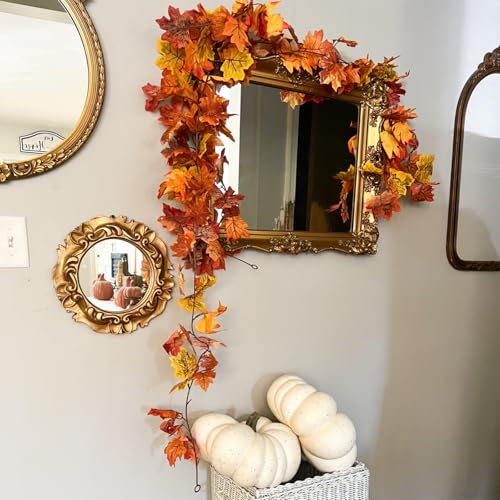 CQURE 40 Pack Fall Leaf Garland 236Ft Autumn Maple Leaves Thanksgiving Decor