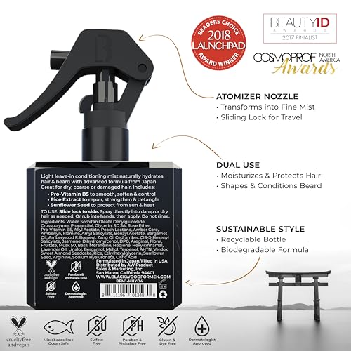 Blackwood For Men Hair & Beard Hydrator Spray (4oz) + Hydroblast Moisturizing Shampoo (17oz) Bundle - Vegan & Natural Leave-In Conditioner