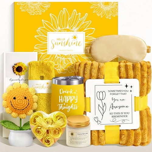 Sunflower Self-Care Gift Basket with Blanket - Relaxation & Get Well Soon Set for Women