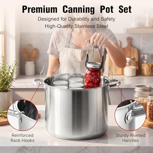 19QT Stainless Steel Canning Pot with Starter Kit for Home Preserving