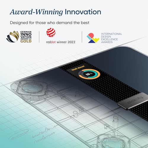 Etekcity Smart Body Fat Scale with Bright Color Display, Black - 11.8x11.8in, Wi-Fi Connectivity & App Compatibility