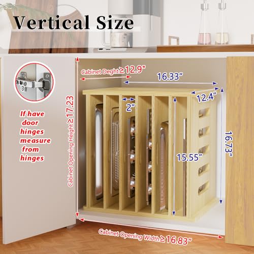 7 Tier Wooden Cabinet Tray Dividers - Adjustable Storage Organizer