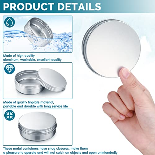 Silver Aluminum Lip Balm Tins 4 oz Pack of 100 Cosmetic Containers with Screw Lids