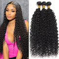 Brazilian Water Wave Human Hair Bundles - 18 20 22 Inch, 3 Pack, Unprocessed Virgin Curly Weave - Natural Black, Wet & Wavy Style