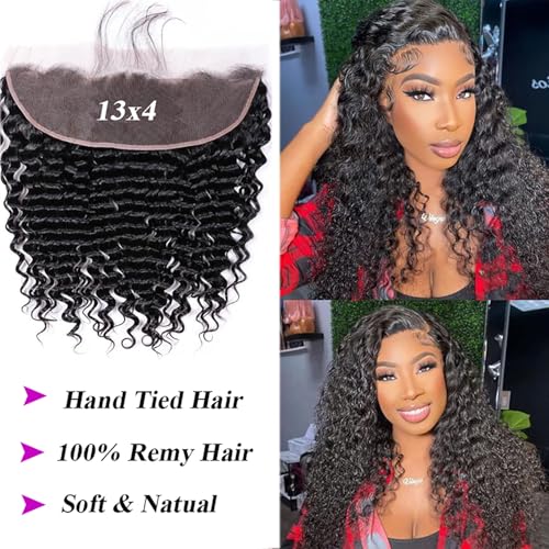 12 Inch Deep Wave 13x4 HD Lace Frontal Human Hair - Free Part Virgin Brazilian Style
