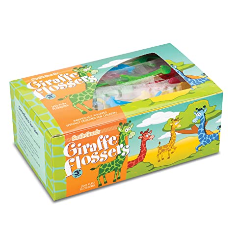 Practicon SmileGoods Giraffe Flossers Box of 200 - Individually Wrapped Dental Floss Picks