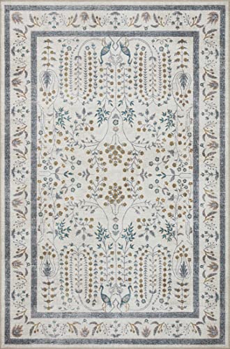 Loloi Rifle Paper Co Maison Wisteria Cream Area Rug 5' x 7'6" Rectangular