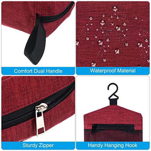 PATIKIL Travel Toiletry Bag, Portable Makeup Organizer Waterproof Toiletry Bag with Hanging Hook for Men and Women, Wine Red