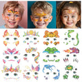 Leesgel 24 Sheets Glitter Face Tattoos for Kids - Face Paint Tattoos for Boys Girls Birthday, Party Favors, Prizes for Kids Classroom, Trick or Treat, Goodie Bag Stuffers, Stocking Stuffers and Gifts