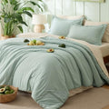 Bedsure Queen Bed in a Bag - Sage Green Comforter Set, 7 Pieces, Contrasting Colors