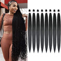 Alrence Pre-Stretched Braiding Hair 38 Inch - 8 Pack for Knotless Braids, 1B#