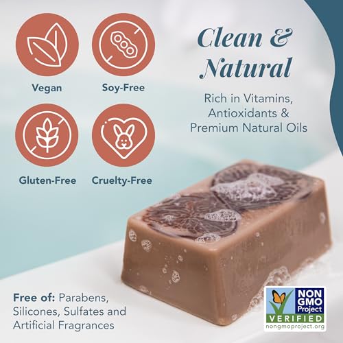Saavy Naturals Bar soap Tahitian Vanilla Clean,Plant-Based Ingredients - Made In USA Sensitive Skin Sulfate Free Organic Bar Soap Creamy Lather Soap Gift Sets for Women, 5 Oz, 6 Pack