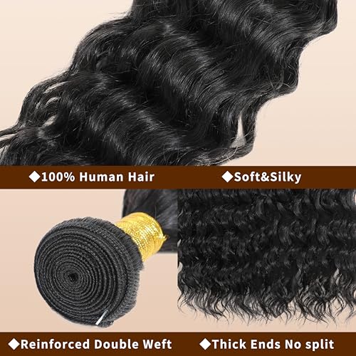 10 Inch Water Wave Human Hair Bundles for Black Women - Deep Wet & Wavy Extensions
