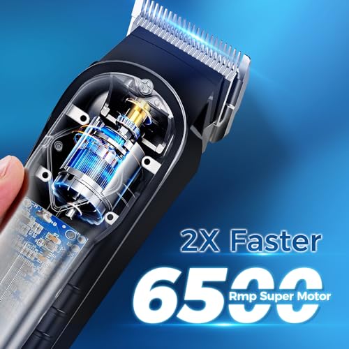 Black Low Noise Hair Clippers with 10 Color Guide Combs - Cordless Men & Women Grooming Kit