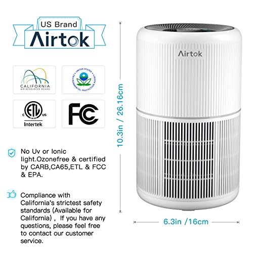 AIRTOK 2 Pack Bedroom Air Purifier with HEPA Filter for Smoke Dust Odors Pets