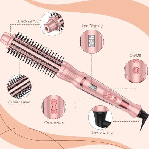 Pink 1.25 Inch Heated Curling Brush for Soft, Silky Curls & Frizz Control