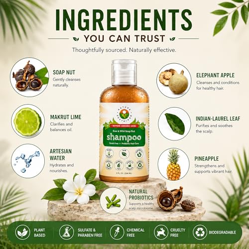 Sensitive Scalp Unscented Natural Shampoo - Organic, Sulfate-Free, 9oz - Hypoallergenic & Dandruff Relief