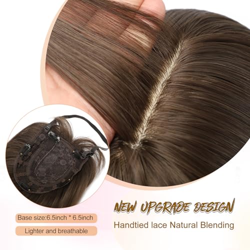 Sakuraaa Brown 14-Inch Wavy Hair Topper for Thinning Hair Women