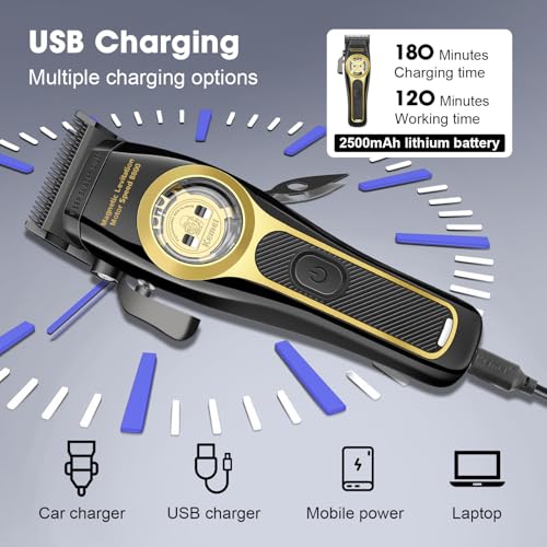 Cordless Professional Hair Clippers for Men with Adjustable Blade & USB Rechargeable Motor
