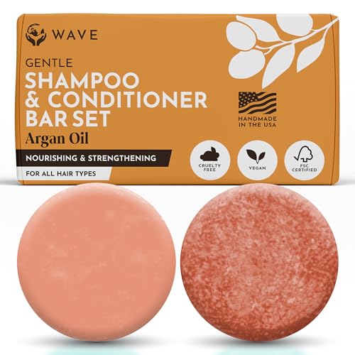 Argan Oil Shampoo & Conditioner Bar Set - Sulfate-Free Vegan Hair Care for All Hair Types