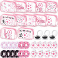 Pink Soccer Gift Set for Women Includes Makeup Bags, Hair Scrunchies & Brushes – Soccer Theme Party Favors (Pink / Soccer)