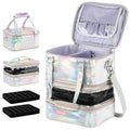 Beloving Silver Nail Polish Organizer Case 3-Layer Travel Storage Bag for Manicure Tools
