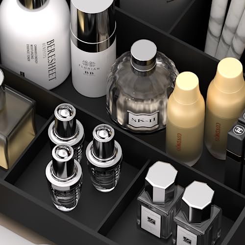 Makeup Organizer with Drawers, Countertop Organizer for Vanity, Bathroom and Bedroom Desk Cosmetics Display Case for Brushes, Lotions, Perfumes, Eyeshadow, Lipstick and Nail Polish