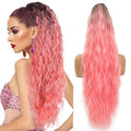 Long Wavy Ponytail Extension 30 Inch Pink Curly Claw Clip Hair Accessory