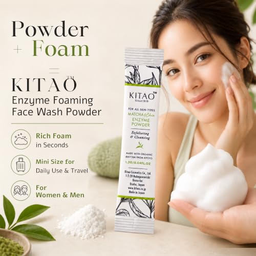 Exfoliating Powder Face Wash with Matcha & ECOCERT Certified Ingredients - 30 Count
