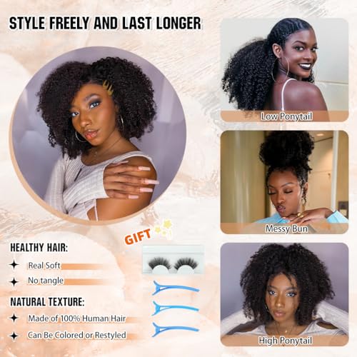 Grey Afro Kinky Curly Clip-In Hair Extensions 10 Inch 50g Real Human Hair - Thick & Seamless