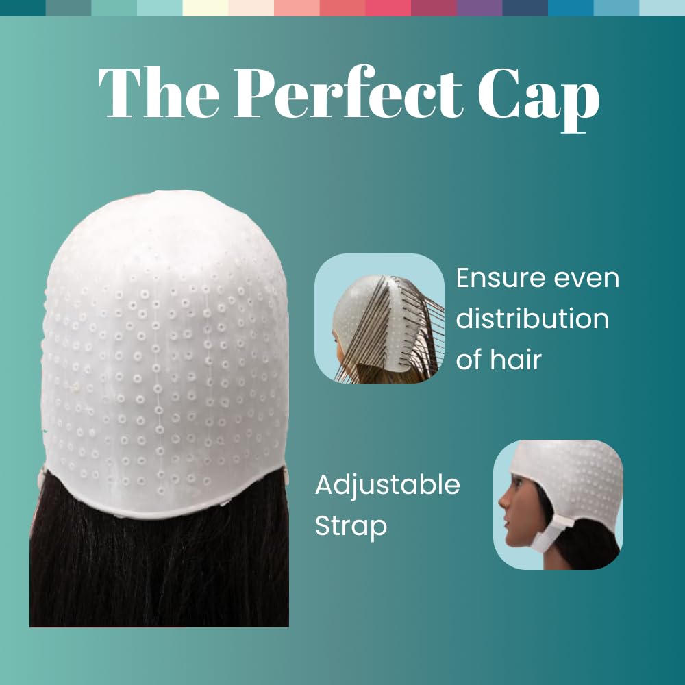 Dompel Silicone Highlight Hair Cap | Reusable Professional Silicone Cap with Needle | Special for Hair Dyeing | Model 233 CA