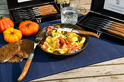 Laguiole Style de Vie Olive Wood Forks Set of 6 - Luxury Flatware, 22 cm with Gift Box