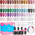 Beetles Deal Box Jelly Fall Gel Nail Polish Set - Multi-Color Jelly & Cat Eye, 36 Pcs, Variation A - Mutilcolor | Jelly Veil