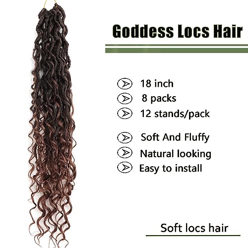 18 Inch Goddess Faux Locs Crochet Hair for Black Women - Pack of 8 - 1B/30