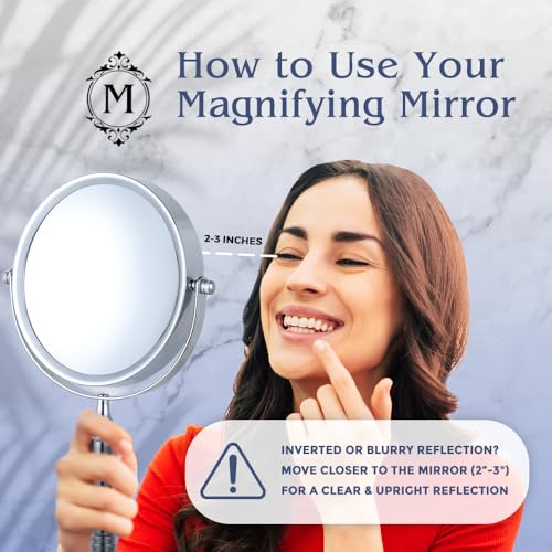 Mirrorvana Large Double Sided 10X/1X Makeup Mirror - Chrome, 15x8 Inch