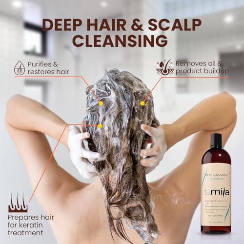 Damila Deep Cleansing Clarifying Shampoo 16.8 Fl Oz for All Hair Types - Pre-Treatment & Residue Removal
