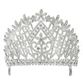 Silver Plated Daisy Austrian Rhinestone Tiara with Hair Combs - Bridal Prom Wedding Jewelry