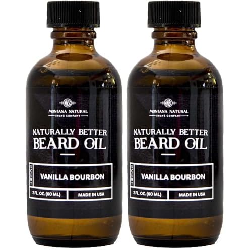 MNSC Vanilla Bourbon Naturally Better Beard Oil & Conditioner - Softens, Smooths, & Strengthens Beard Growth, Hypoallergenic, All-Natural, Plant-Derived, Handmade in USA (Pack of 2)
