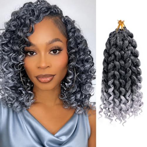 FEILIMEI T Grey 14 Inch GoGo Curl Crochet Hair Pre Loop Braiding Set - 8 Packs